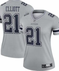 Women's Dallas Cowboys Ezekiel Elliott Gray Inverted Legend Player Performance Top JS6393 nicesnker