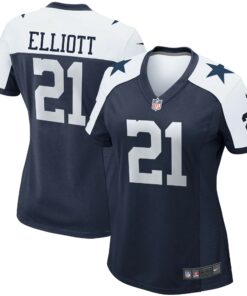 Women's Dallas Cowboys Ezekiel Elliott Navy Alternate Game Team Jersey JS9826 nicesnker