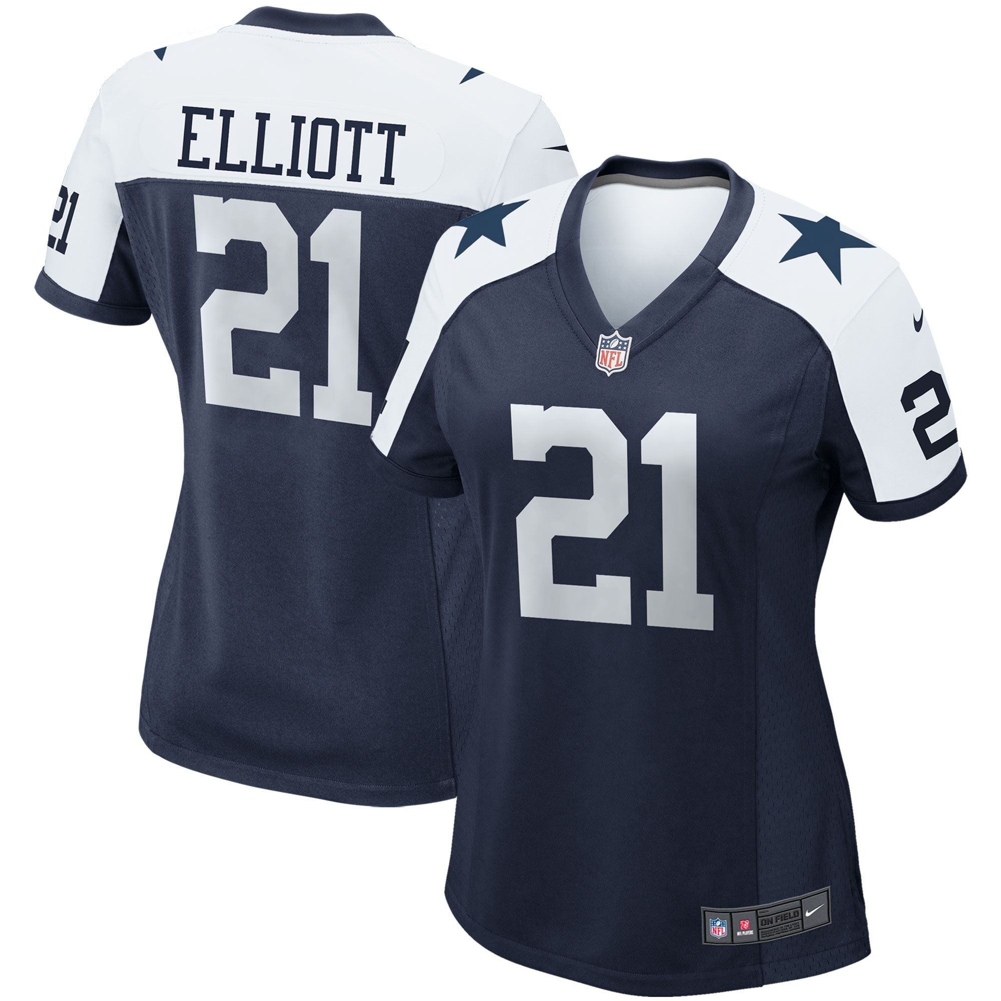 Women's Dallas Cowboys Ezekiel Elliott Navy Alternate Game Team Jersey JS9826 nicesnker