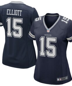 Women's Dallas Cowboys Ezekiel Elliott Navy Game Jersey JS9042 nicesnker