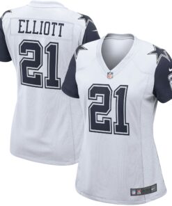 Women's Dallas Cowboys Ezekiel Elliott White Alternate Game Jersey JS7086 nicesnker