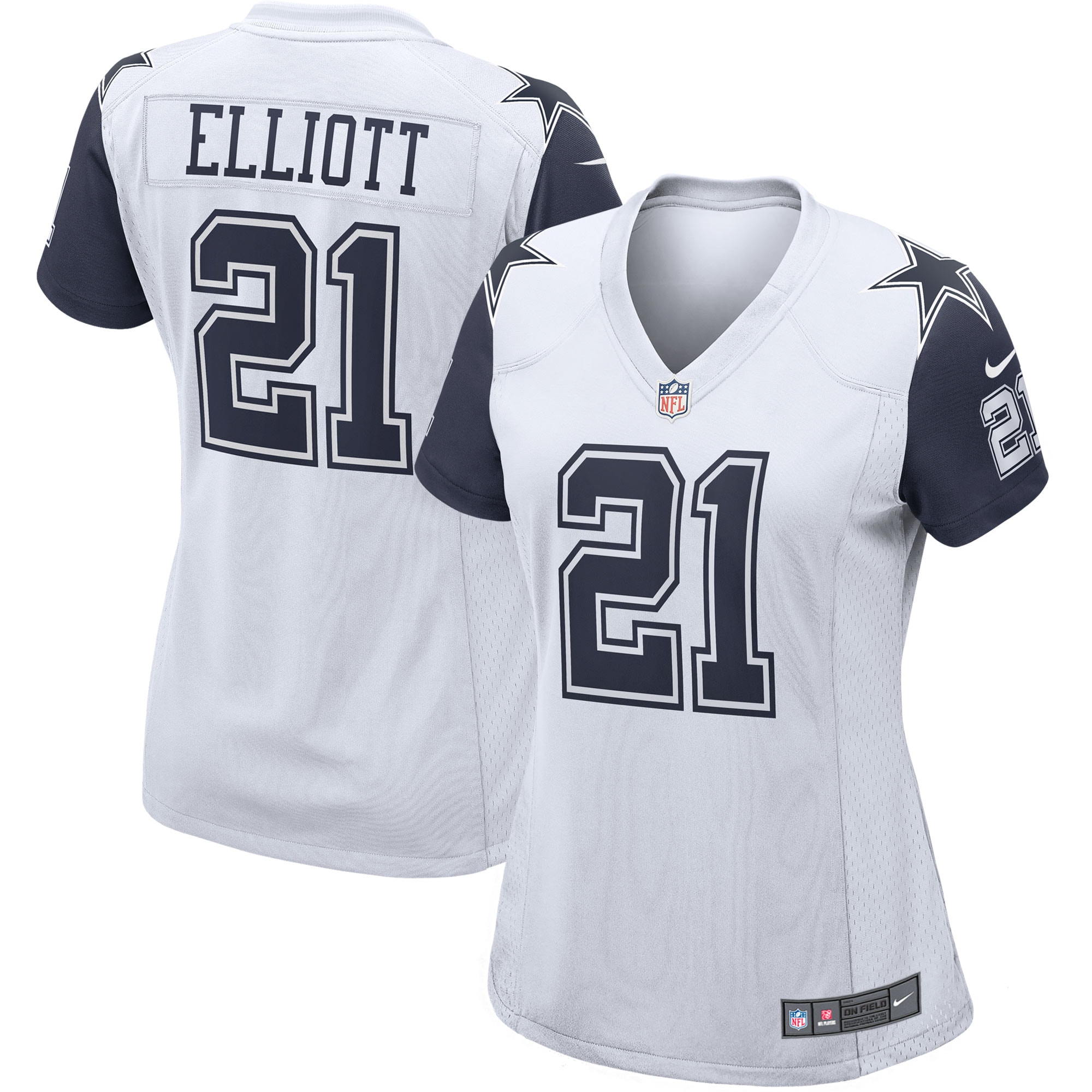 Women's Dallas Cowboys Ezekiel Elliott White Alternate Game Jersey JS7086 nicesnker