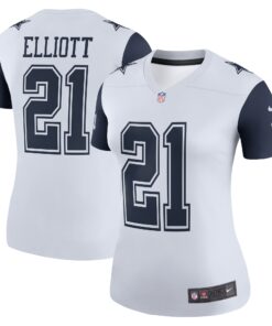 Women's Dallas Cowboys Ezekiel Elliott White Color Rush Legend Player Player Performance Top JS8736 nicesnker