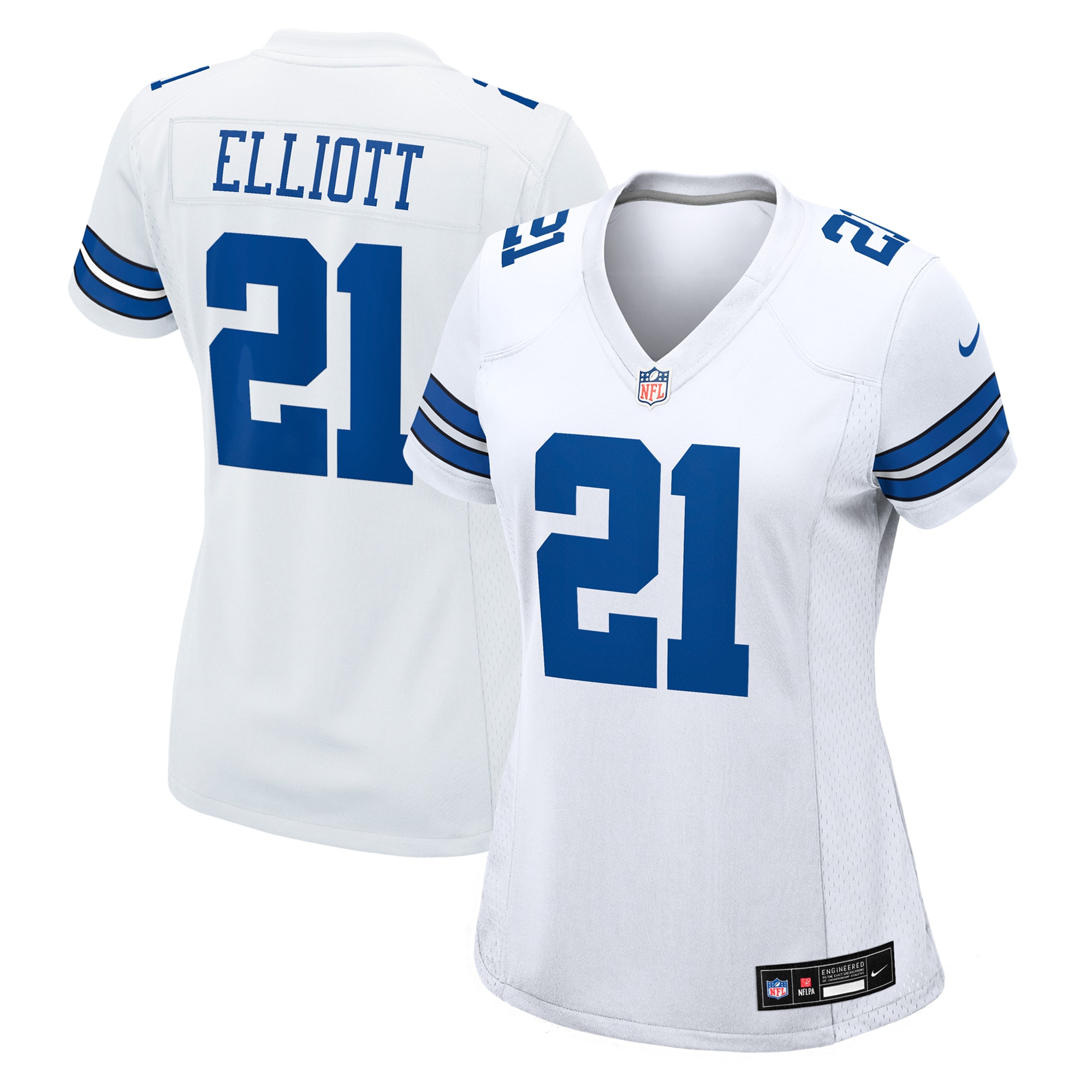 Women's Dallas Cowboys Ezekiel Elliott White Team Game Jersey JS3583 nicesnker
