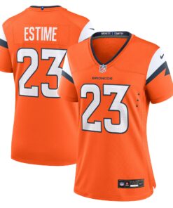 Women's Denver Broncos Audric Estime Orange Team Game Jersey JS8447 nicesnker