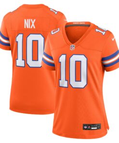 Women's Denver Broncos Bo Nix Orange Mile High Collection 1977 Throwback Player Game Jersey JS3514 nicesnker