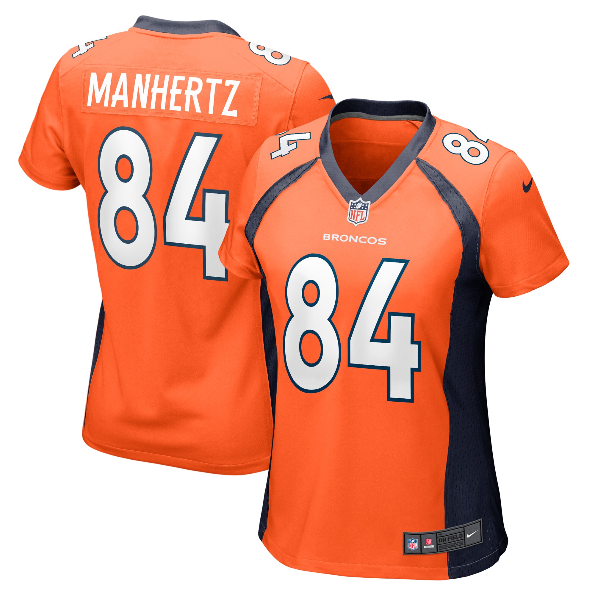 Women's Denver Broncos Chris Manhertz Orange Game Player Jersey JS4013 nicesnker