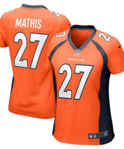 Women's Denver Broncos Damarri Mathis Orange Game Player Jersey JS7973 nicesnker