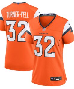 Women's Denver Broncos Delarrin Turner-Yell Orange Team Game Jersey JS1481 nicesnker