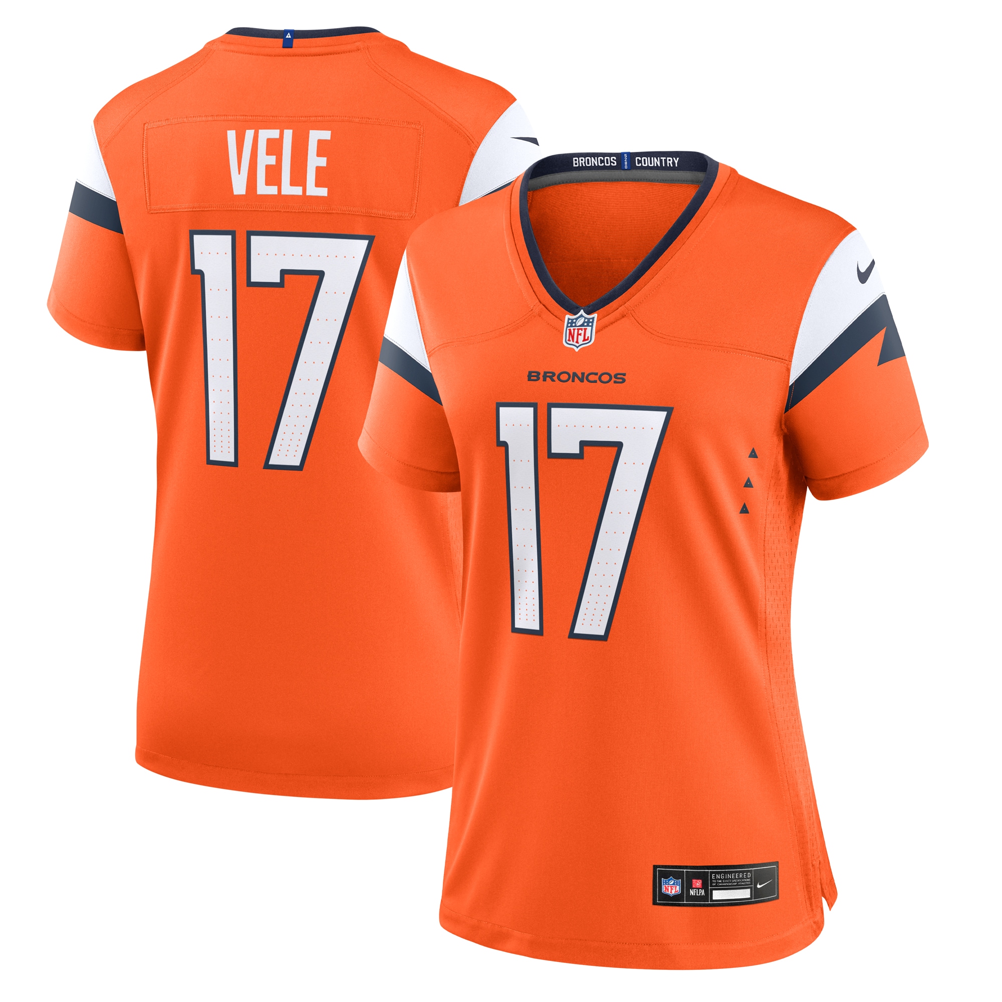Women's Denver Broncos Devaughn Vele Orange Team Game Jersey JS9623 nicesnker
