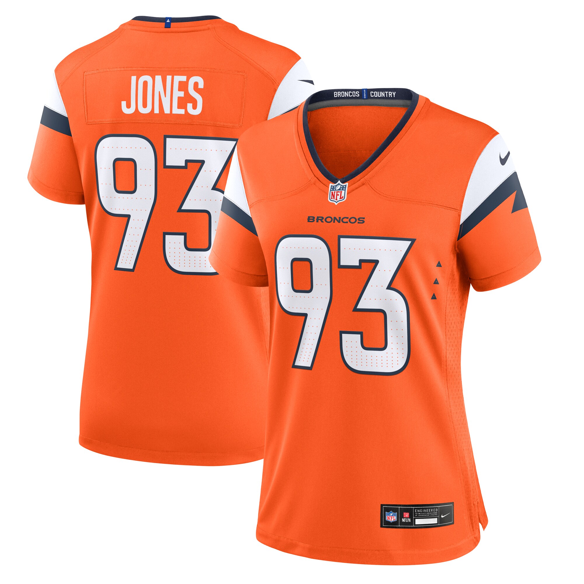 Women's Denver Broncos D.J. Jones Orange Team Game Jersey JS7632 nicesnker