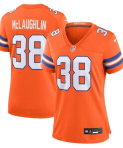 Women's Denver Broncos Jaleel McLaughlin Orange Mile High Collection 1977 Throwback Player Game Jersey JS4443 nicesnker