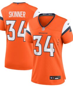 Women's Denver Broncos JL Skinner Orange Team Game Jersey JS8911 nicesnker
