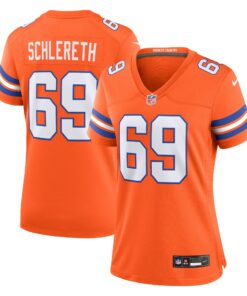 Women's Denver Broncos Mark Schlereth Orange Mile High Collection 1977 Throwback Retired Player Game Jersey JS3316 nicesnker