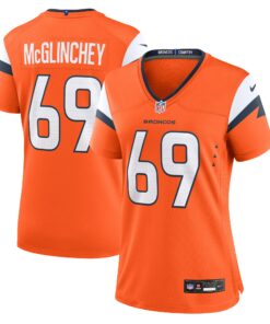 Women's Denver Broncos Mike McGlinchey Orange Team Game Jersey JS7206 nicesnker