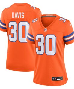 Women's Denver Broncos Terrell Davis Orange Mile High Collection 1977 Throwback Retired Player Game Jersey JS3956 nicesnker