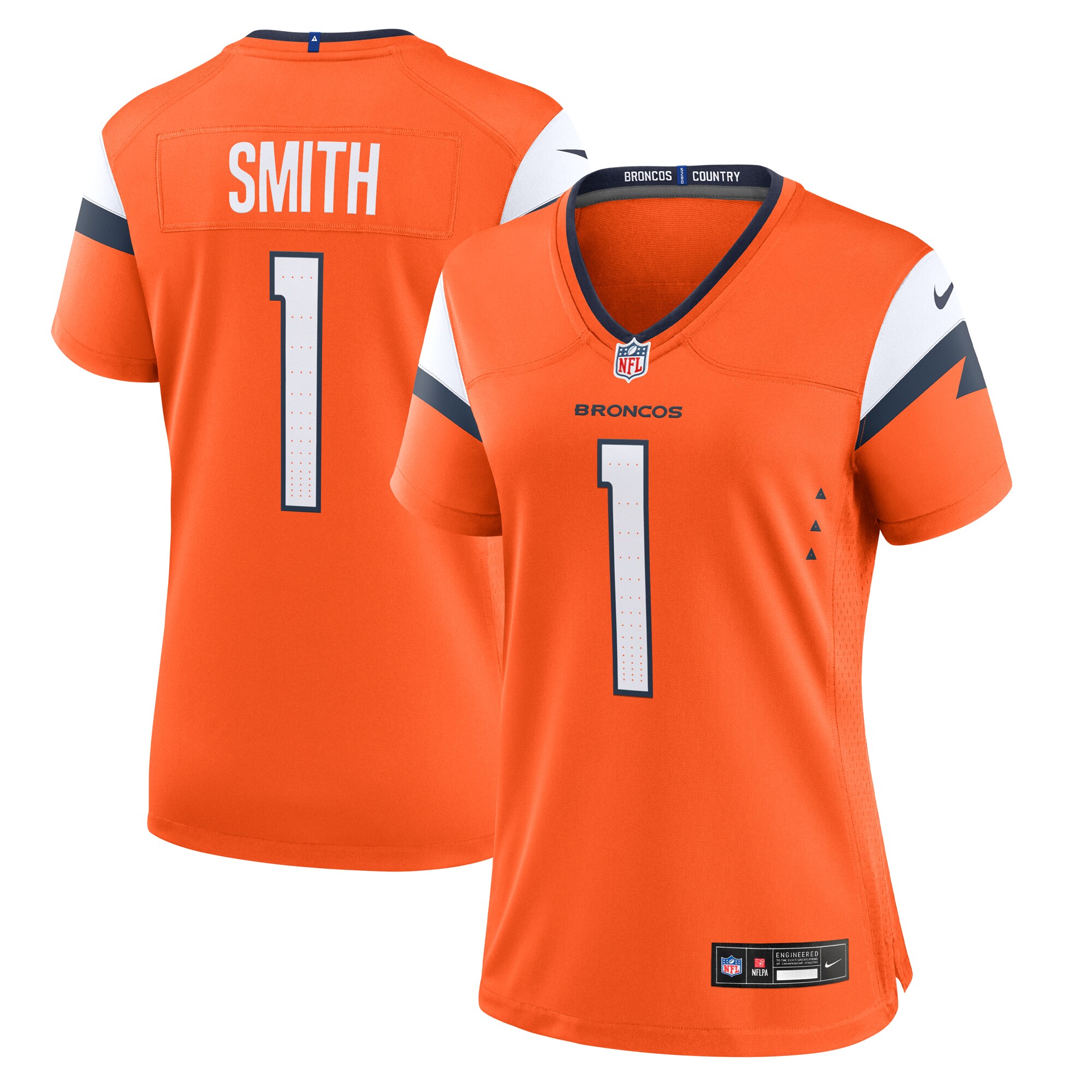 Women's Denver Broncos Tremon Smith Orange Team Game Jersey JS2329 nicesnker