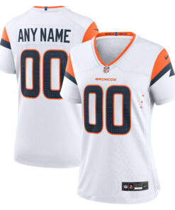 Women's Denver Broncos White Mile High Collection Custom Game Jersey JS9909 nicesnker