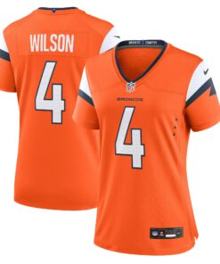 Women's Denver Broncos Zach Wilson Orange Team Game Jersey JS8401 nicesnker