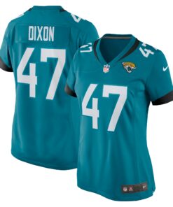 Women's De'Shaan Dixon Jacksonville Jaguars Teal Game Player Jersey JS4998 nicesnker