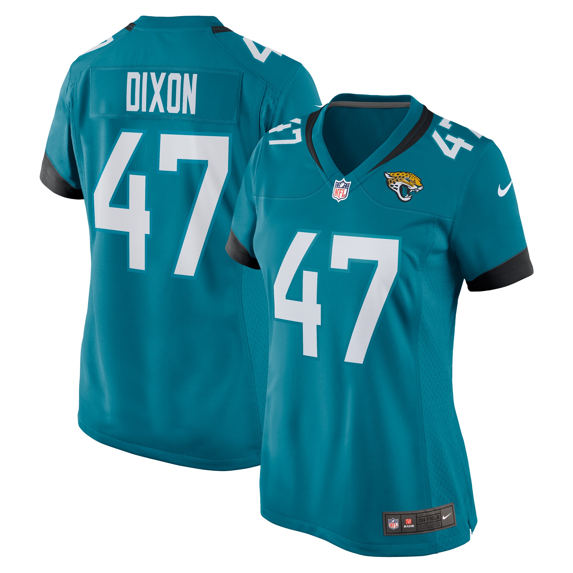 Women's De'Shaan Dixon Jacksonville Jaguars Teal Game Player Jersey JS4998 nicesnker