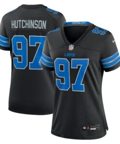 Women's Detroit Lions Aidan Hutchinson Black 2nd Alternate Game Jersey JS5964 nicesnker