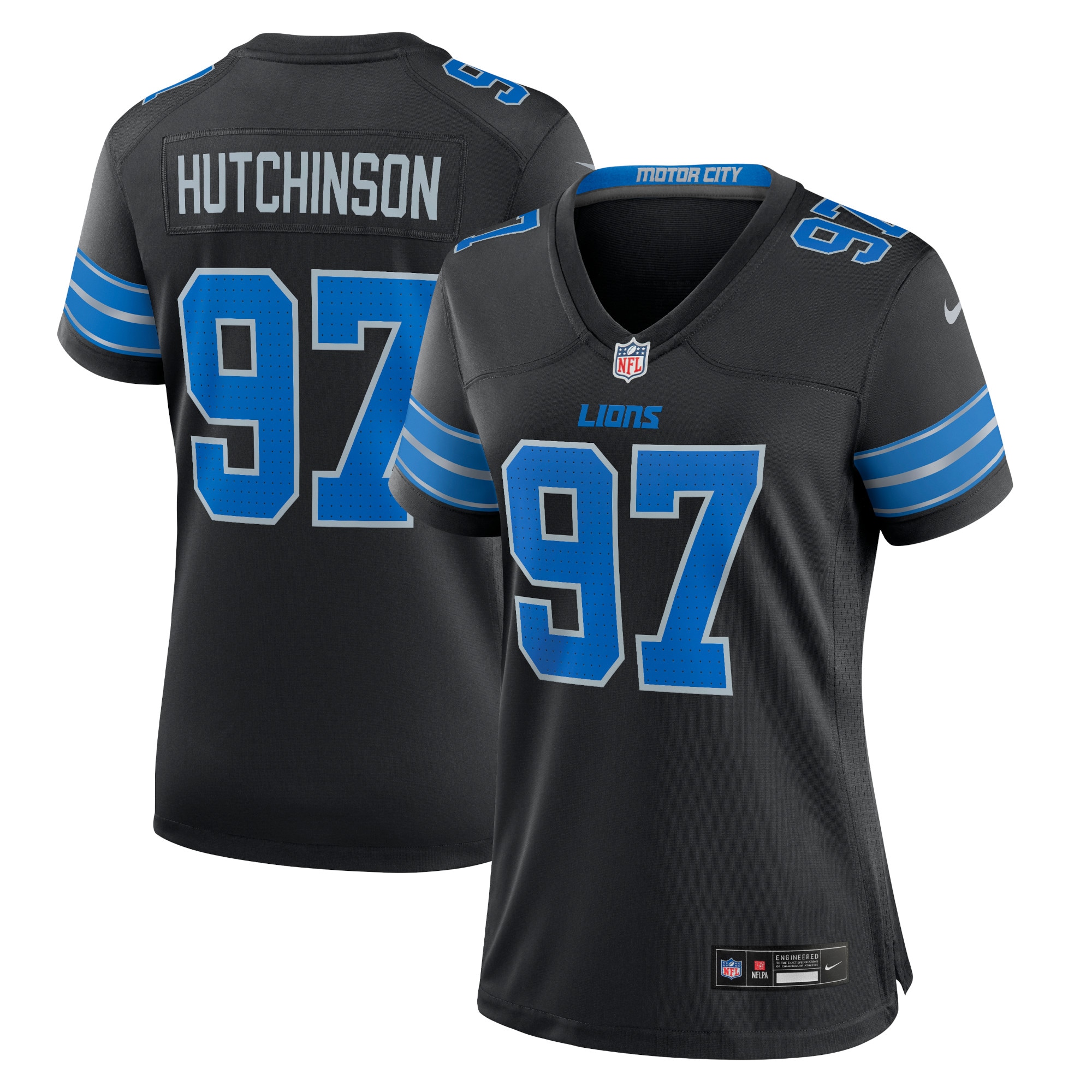 Women's Detroit Lions Aidan Hutchinson Black 2nd Alternate Game Jersey JS5964 nicesnker