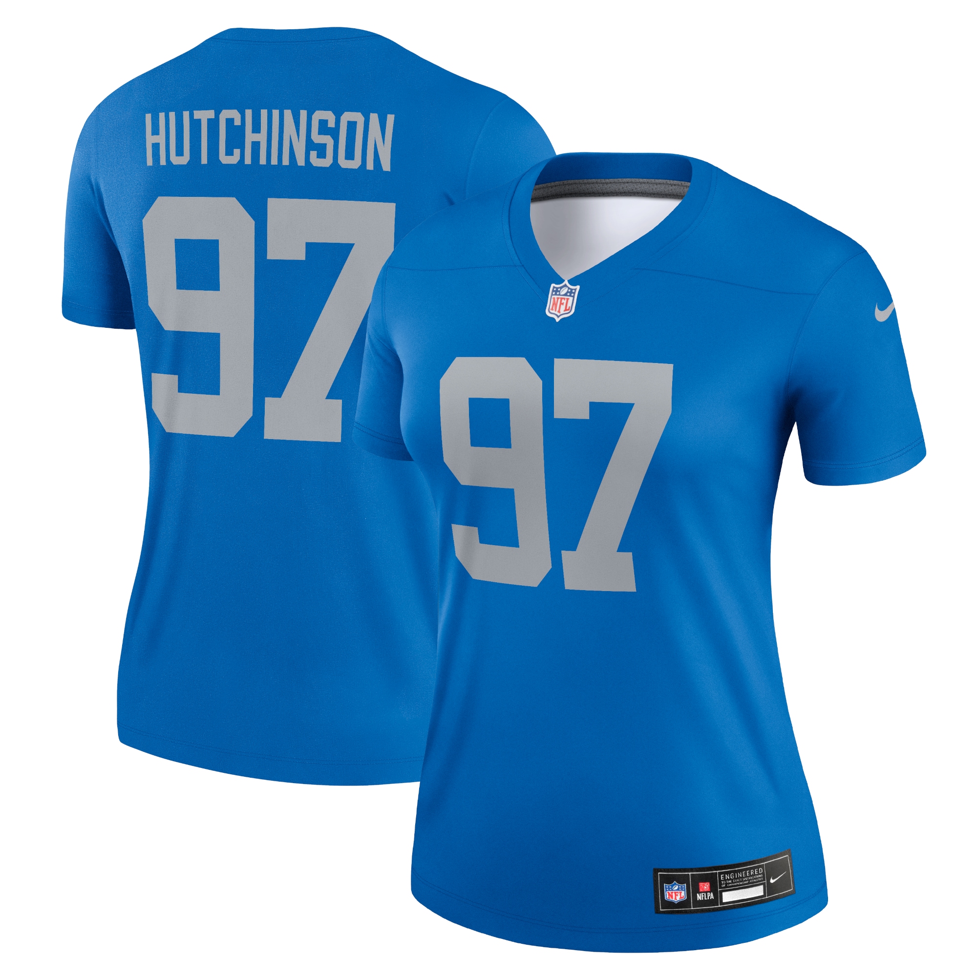 Women's Detroit Lions Aidan Hutchinson Blue Alternate Legend Player Performance Top JS6803 nicesnker