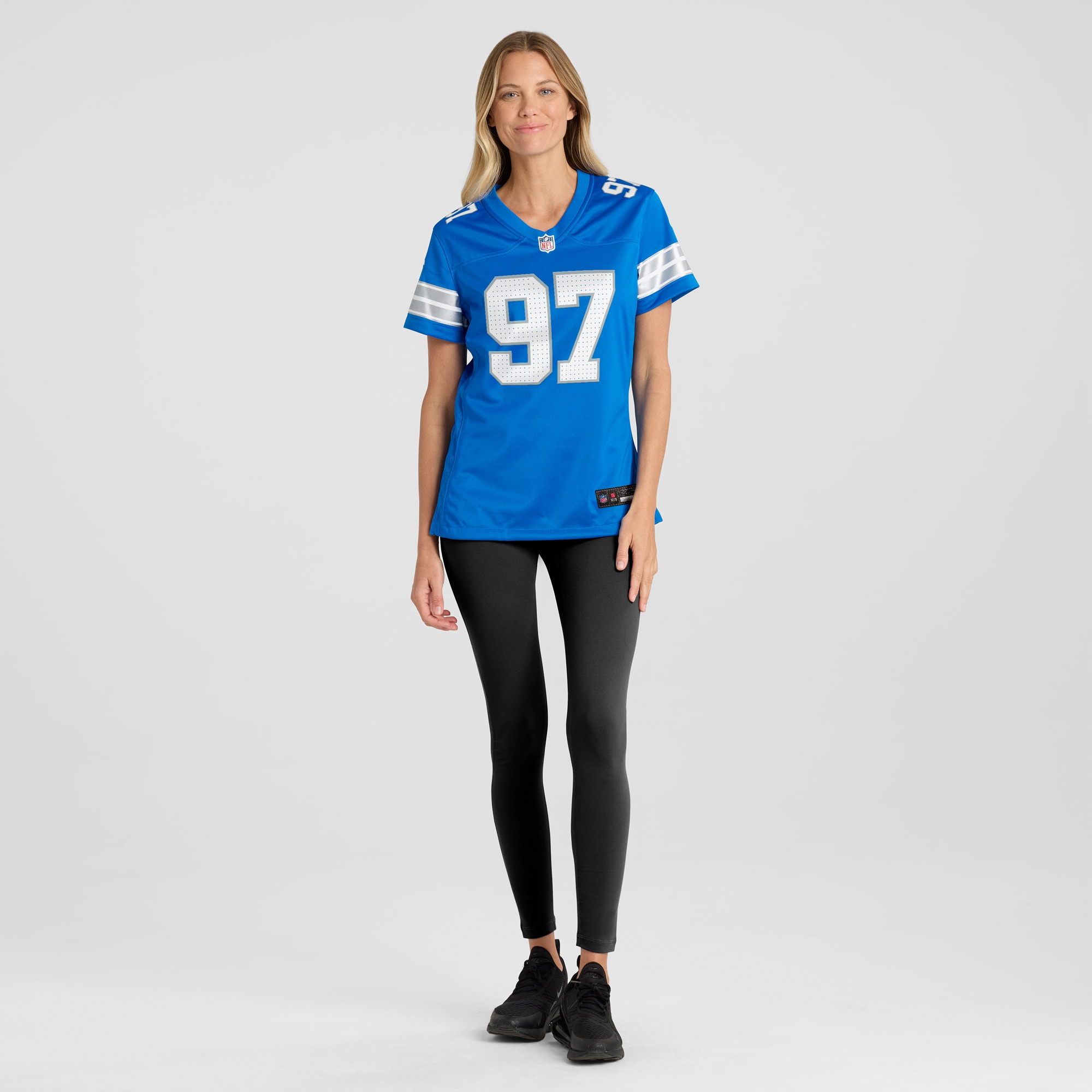 Women's Detroit Lions Aidan Hutchinson Blue Game Jersey JS2976 nicesnker - Image 4