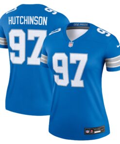 Women's Detroit Lions Aidan Hutchinson Blue Legend Player Performance Top JS5316 nicesnker