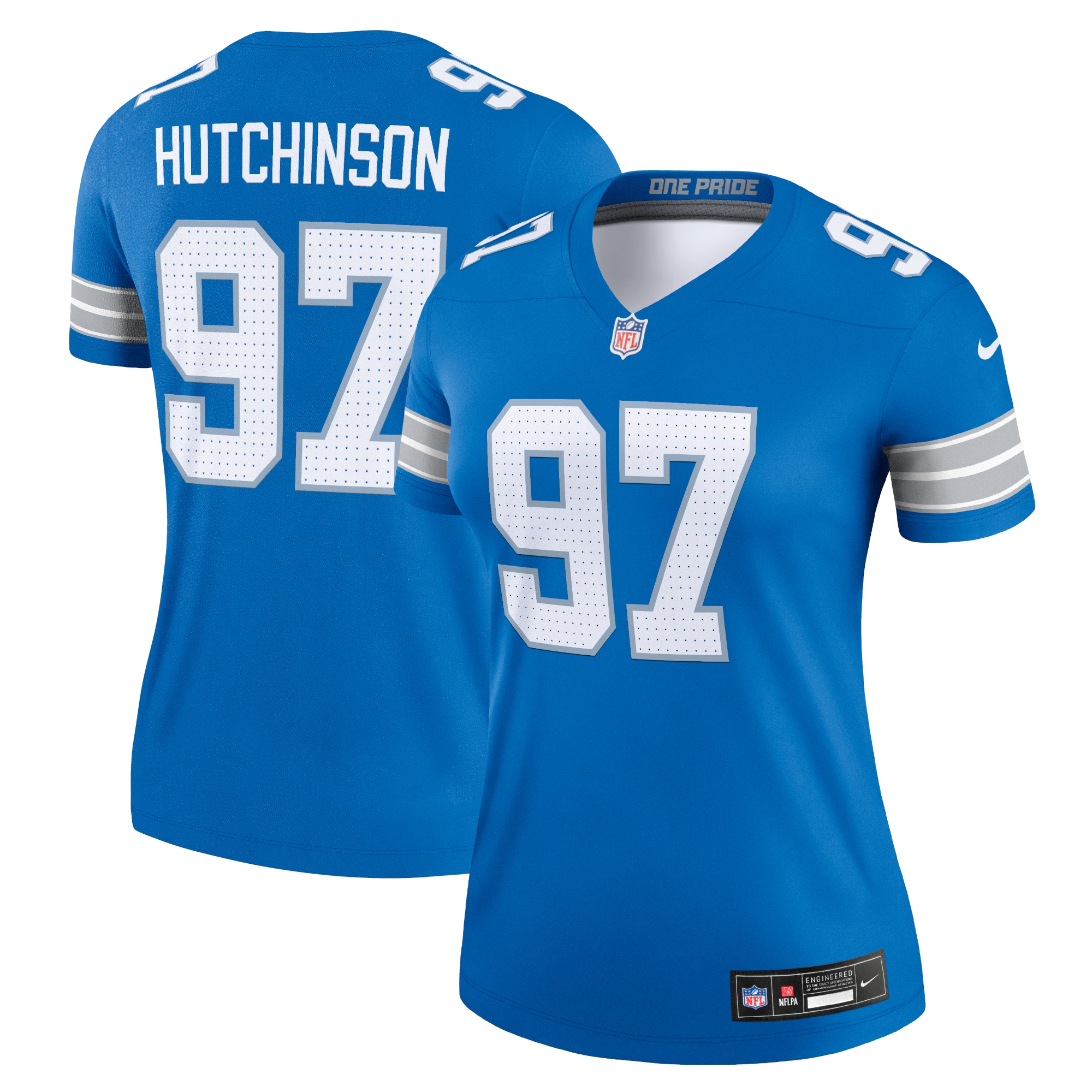 Women's Detroit Lions Aidan Hutchinson Blue Legend Player Performance Top JS5316 nicesnker