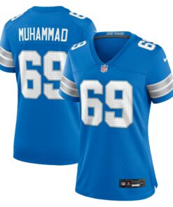 Women's Detroit Lions Al-Quadin Muhammad Blue Team Game Jersey JS9181 nicesnker