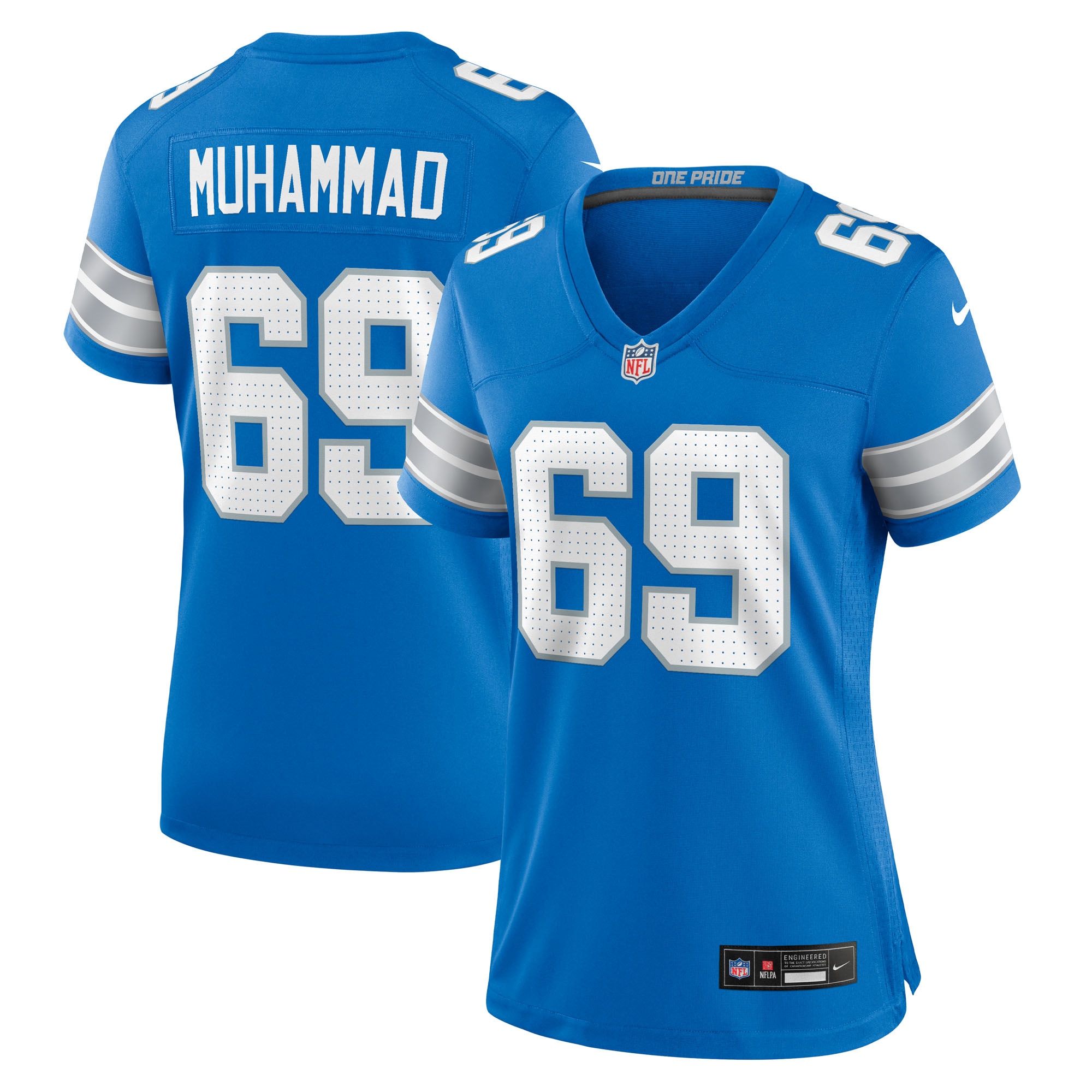 Women's Detroit Lions Al-Quadin Muhammad Blue Team Game Jersey JS9181 nicesnker