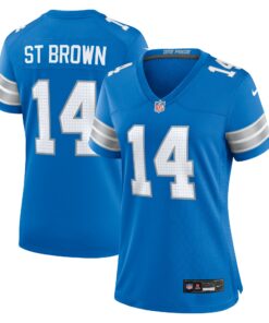 Women's Detroit Lions Amon-Ra St. Brown Blue Team Game Jersey JS2925 nicesnker