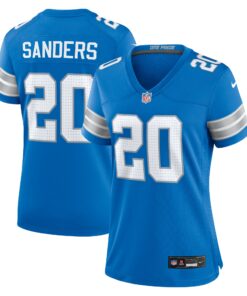 Women's Detroit Lions Barry Sanders Blue Retired Player Game Jersey JS4498 nicesnker