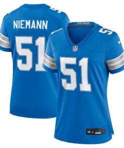 Women's Detroit Lions Ben Niemann Blue Team Game Jersey JS7166 nicesnker
