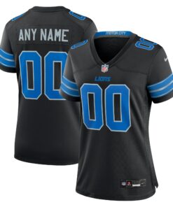 Women's Detroit Lions Black Alternate Custom Game Jersey JS6492 nicesnker