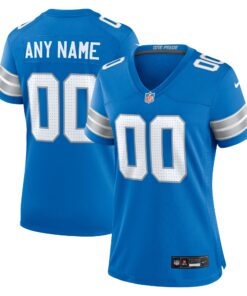 Women's Detroit Lions Blue Custom Game Jersey JS9376 nicesnker