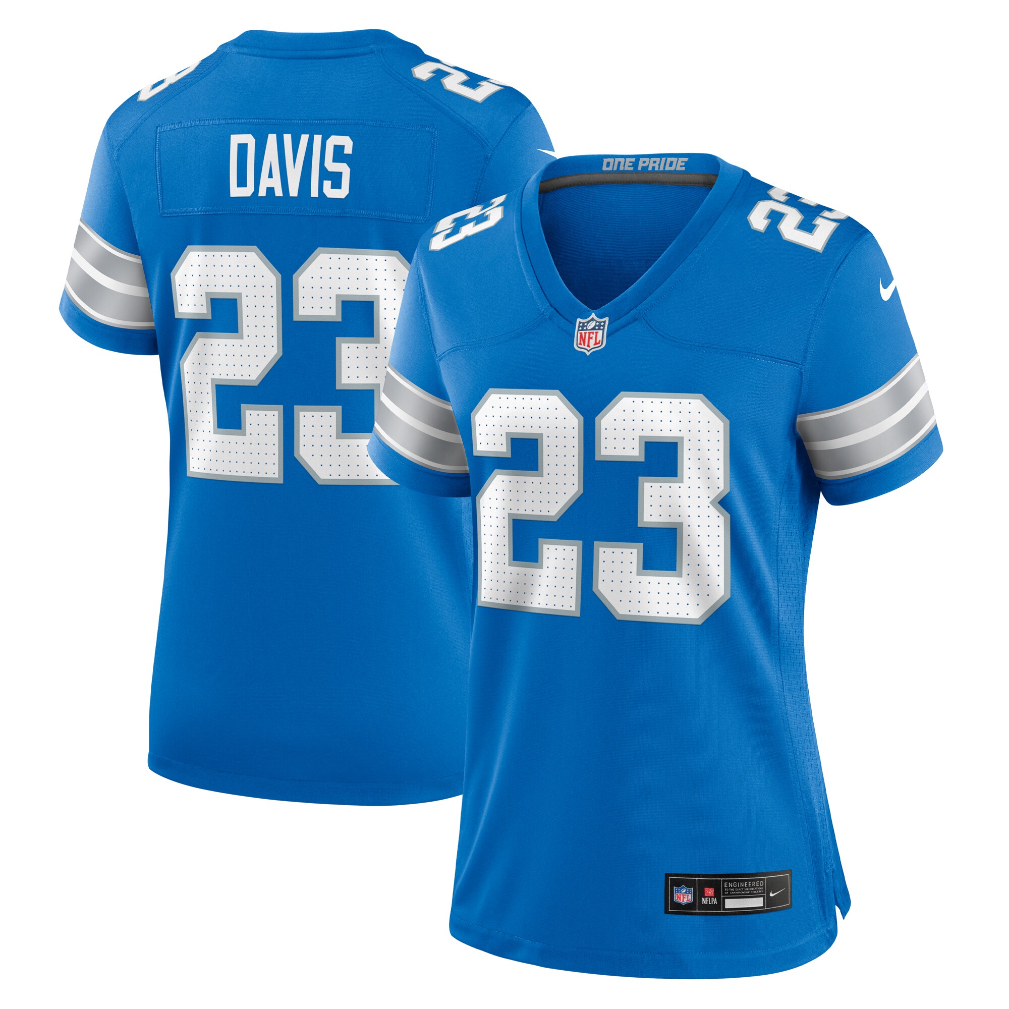 Women's Detroit Lions Carlton Davis Blue Team Game Jersey JS4637 nicesnker