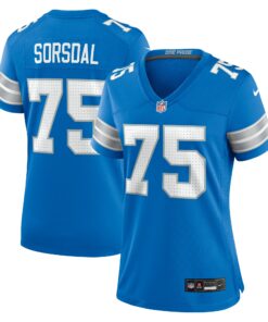 Women's Detroit Lions Colby Sorsdal Blue Team Game Jersey JS7045 nicesnker