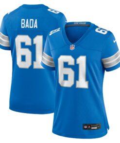 Women's Detroit Lions David Bada Blue Team Game Jersey JS8552 nicesnker