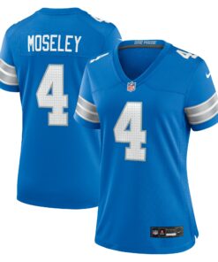 Women's Detroit Lions Emmanuel Moseley Blue Team Game Jersey JS4834 nicesnker