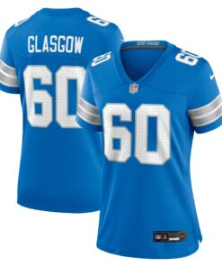Women's Detroit Lions Graham Glasgow Blue Team Game Jersey JS5770 nicesnker