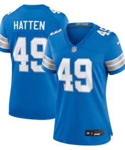Women's Detroit Lions Hogan Hatten Blue Game Jersey JS2012 nicesnker