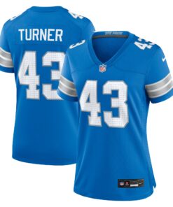 Women's Detroit Lions James Turner Blue Game Jersey JS8936 nicesnker