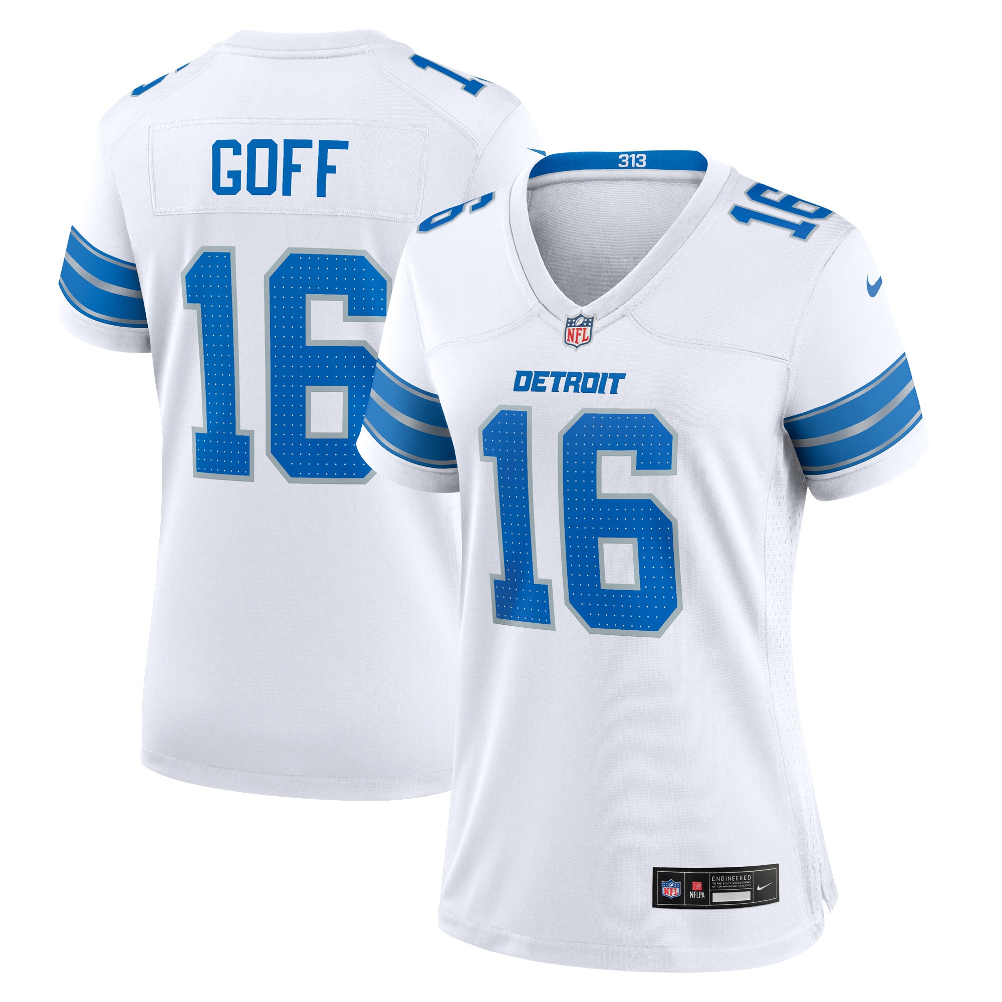 Women's Detroit Lions Jared Goff White Game Jersey JS6380 nicesnker