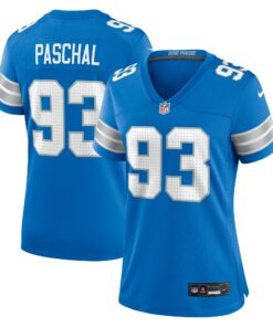 Women's Detroit Lions Josh Paschal Blue Team Game Jersey JS6578 nicesnker