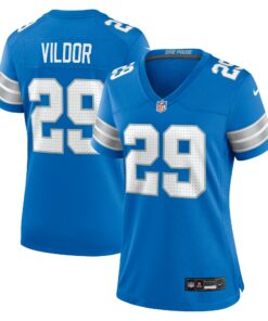 Women's Detroit Lions Kindle Vildor Blue Team Game Jersey JS6269 nicesnker