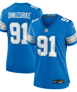 Women's Detroit Lions Levi Onwuzurike Blue Team Game Jersey JS5306 nicesnker