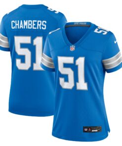 Women's Detroit Lions Steele Chambers Blue Game Jersey JS5887 nicesnker